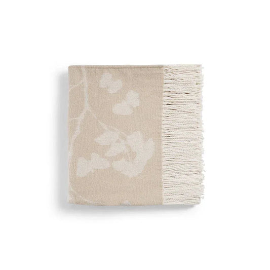 Butterfly Ginkgo Throw Stone and White
